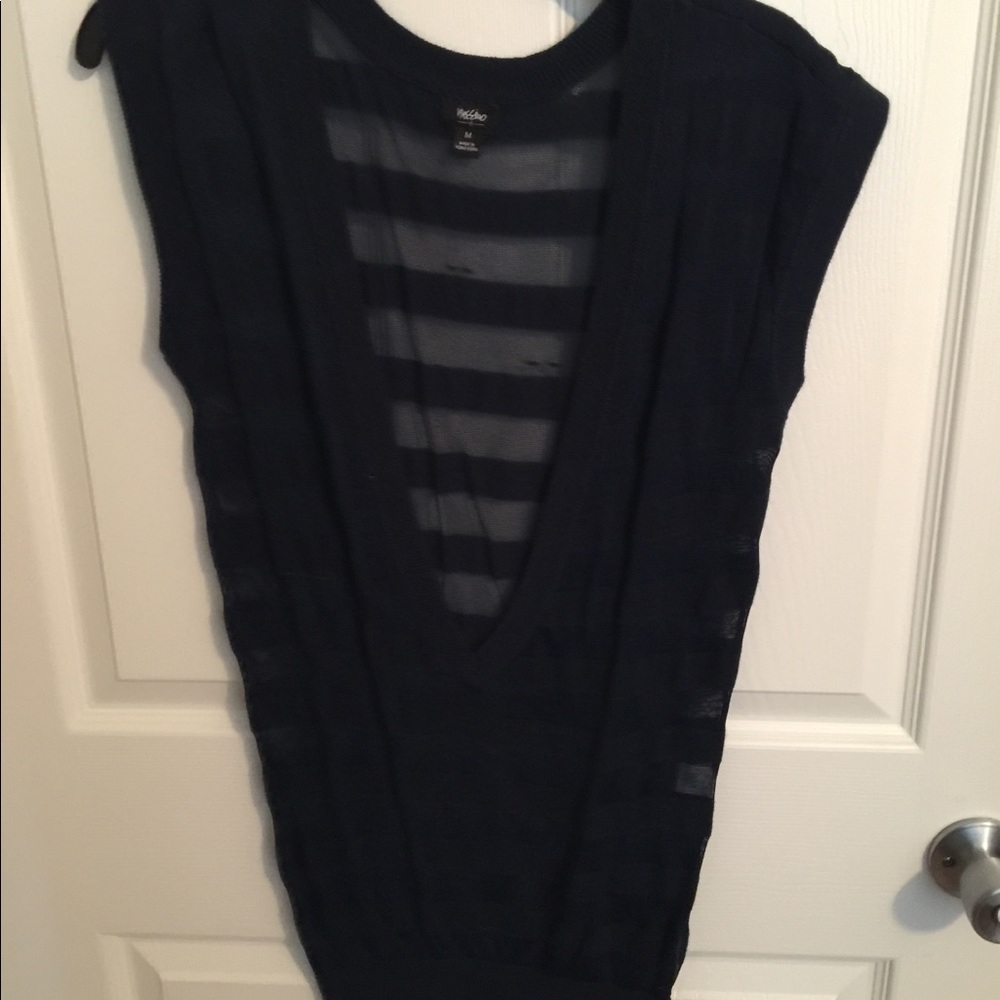 Navy Vest-Like Blouse